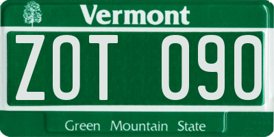VT license plate ZOT090