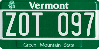 VT license plate ZOT097