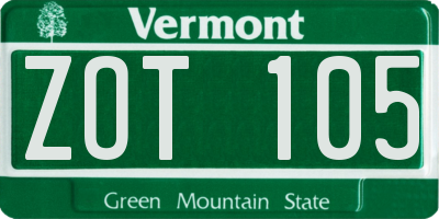 VT license plate ZOT105