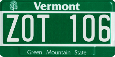 VT license plate ZOT106