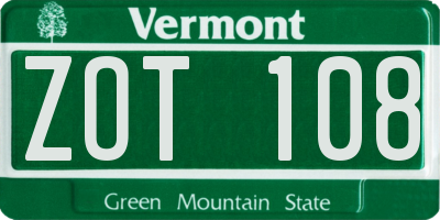 VT license plate ZOT108