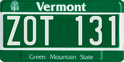 VT license plate ZOT131
