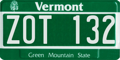 VT license plate ZOT132