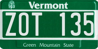 VT license plate ZOT135
