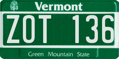 VT license plate ZOT136