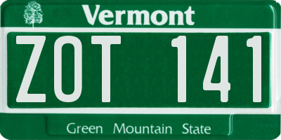 VT license plate ZOT141