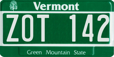 VT license plate ZOT142