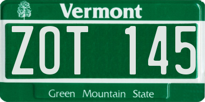 VT license plate ZOT145