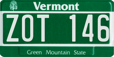 VT license plate ZOT146
