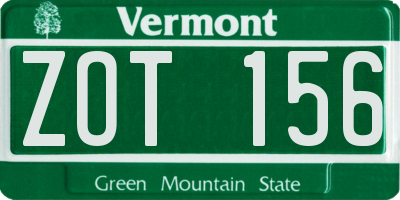VT license plate ZOT156