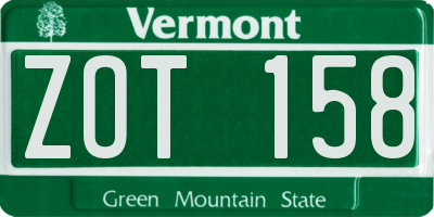VT license plate ZOT158