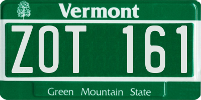 VT license plate ZOT161