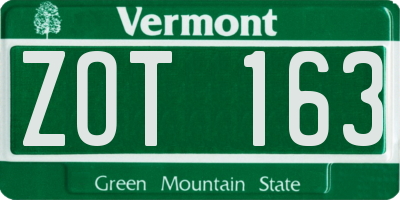 VT license plate ZOT163