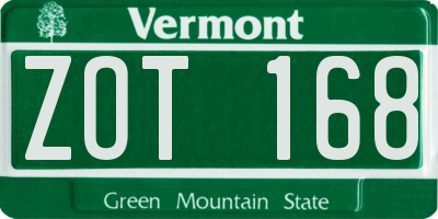 VT license plate ZOT168
