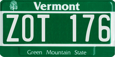 VT license plate ZOT176