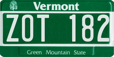VT license plate ZOT182