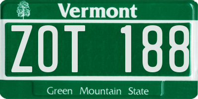 VT license plate ZOT188