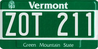 VT license plate ZOT211
