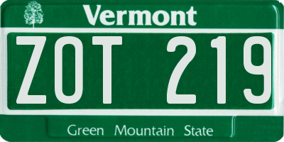 VT license plate ZOT219
