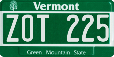 VT license plate ZOT225