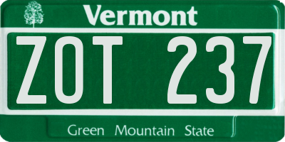 VT license plate ZOT237