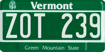 VT license plate ZOT239