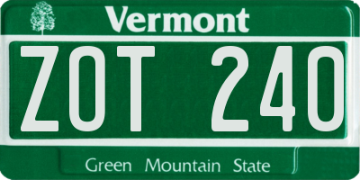 VT license plate ZOT240