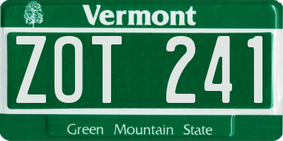 VT license plate ZOT241