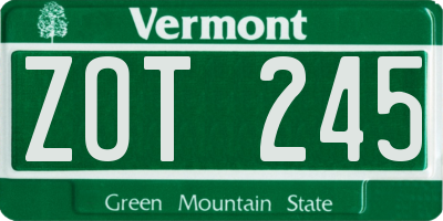 VT license plate ZOT245