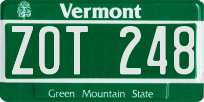 VT license plate ZOT248