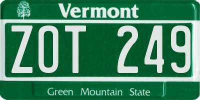 VT license plate ZOT249