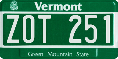 VT license plate ZOT251
