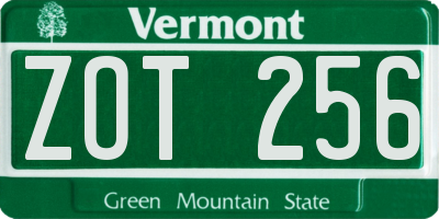 VT license plate ZOT256