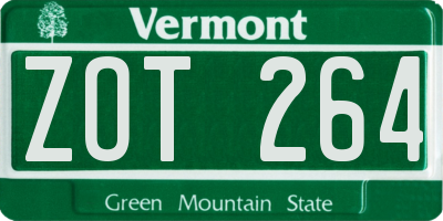 VT license plate ZOT264