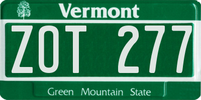 VT license plate ZOT277