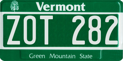 VT license plate ZOT282