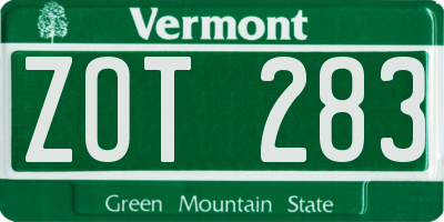 VT license plate ZOT283