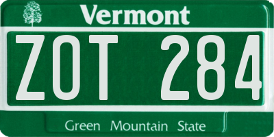 VT license plate ZOT284