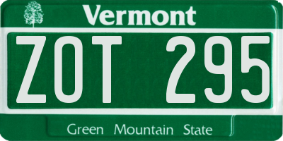 VT license plate ZOT295