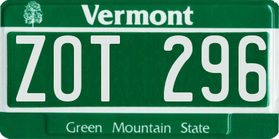 VT license plate ZOT296