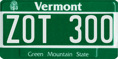 VT license plate ZOT300
