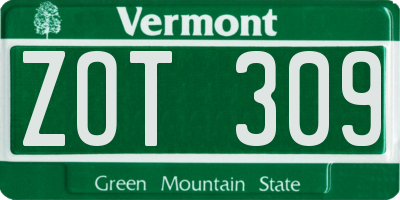 VT license plate ZOT309