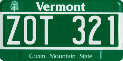 VT license plate ZOT321