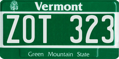 VT license plate ZOT323