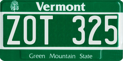 VT license plate ZOT325
