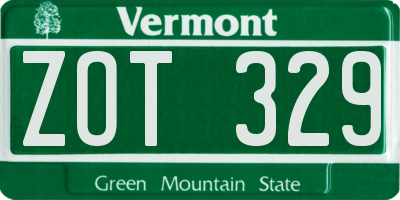 VT license plate ZOT329