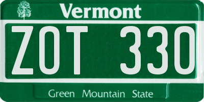 VT license plate ZOT330