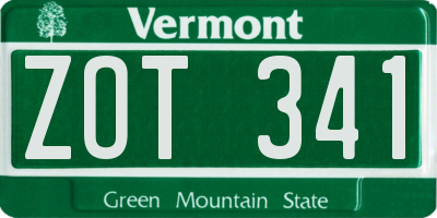 VT license plate ZOT341