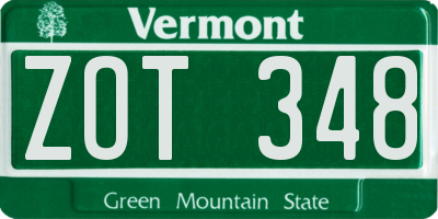 VT license plate ZOT348