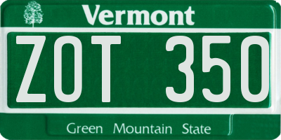VT license plate ZOT350